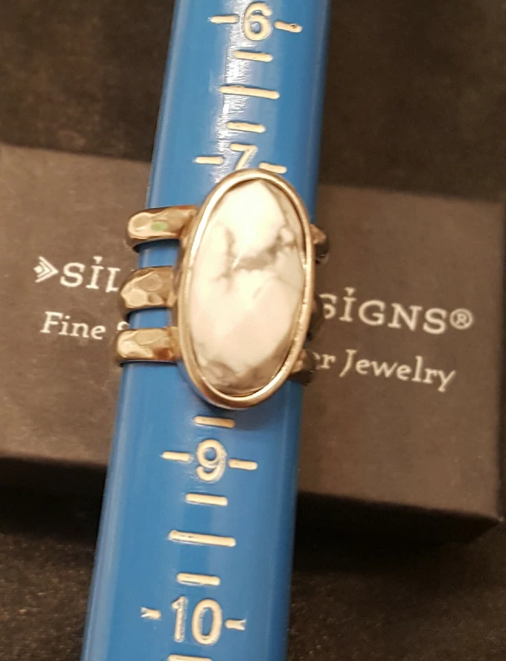 Silpada Change of Art Ring R3062 Sterling Silvr Howlite Agate Sz7 .1 Wear 3 Ways - Image 2 of 4