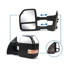 Tow Mirrors For 99-07 Ford F-250 F-350 F-450 Power Heat Led Signal Chrome Pickup