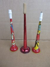 Lot of 3 Vintage Litho Tin Noisemaker Horns 1950s  B