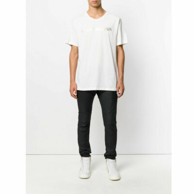 Pierre Balmain Men's Iconic Logoshirt Cult off-White Logo Shirt 48 M