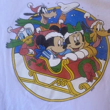 Vintage Mickey Mouse & Friends  Sled Christmas T-shirt Size Small Delta Apparel