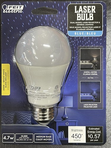 BLUE LASER OR STANDARD BRIGHT WHITE LED A19 PARTY DUAL MODE DISCO DJ LIGHT BULB - Picture 1 of 2