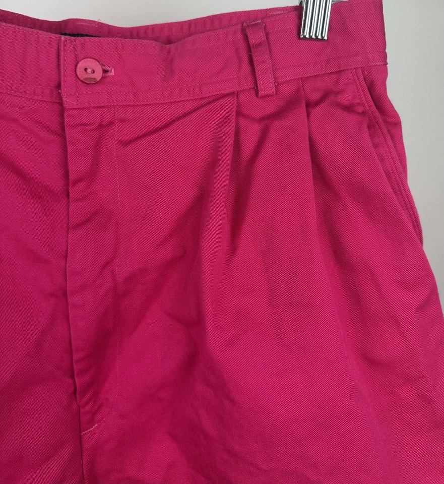 Pantalón Corto Vintage Años 90 Rosa Caliente L Cintura Ultra Alta Relajado Plisado Fucsia Foto 3 de 4