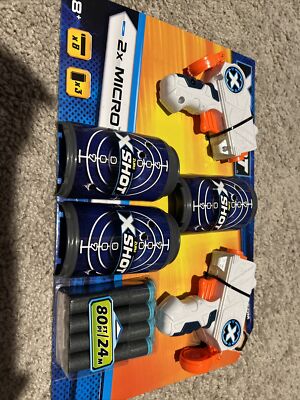 Zuru X-shot 2X Micro Two toy guns with soft dart bullets and 3 targets New.