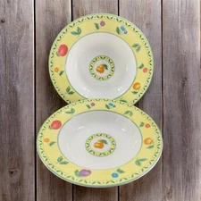 Victoria & Beale Savannah Porcelain Round Deep Dish Plate Bowl 8.5inch Wide Set2