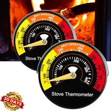 2 Pack Wood Stove Thermometer Magnetic Oven Pipe Temperature Gauge For Fireplace