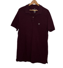 American Eagle Men's Large L Burgundy Core Flex Logo Classic Fit Polo Shirt