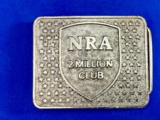 Vintage NRA 2 Million Club Belt Buckle Member Gun Rights Shield  Stars