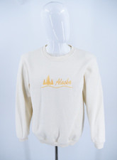Vintage AKWA Alaska Embroidered Knit Sweater Cotton Blend Sz Small - Made in USA