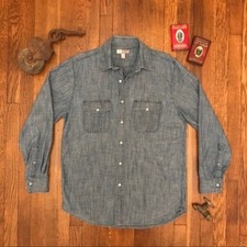 Men  s Vintage Blue Cotton Denim Shirt M