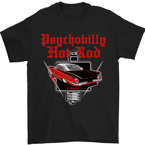 Psychobilly Hot Rod Hotrod Dragster Mens T-Shirt 100% Cotton - 第 1/2 張圖片