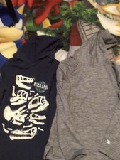 Boys Size 8/10 Lightweight Hoodies Total 2 Navy Dinosaur And Gray Dri Fit