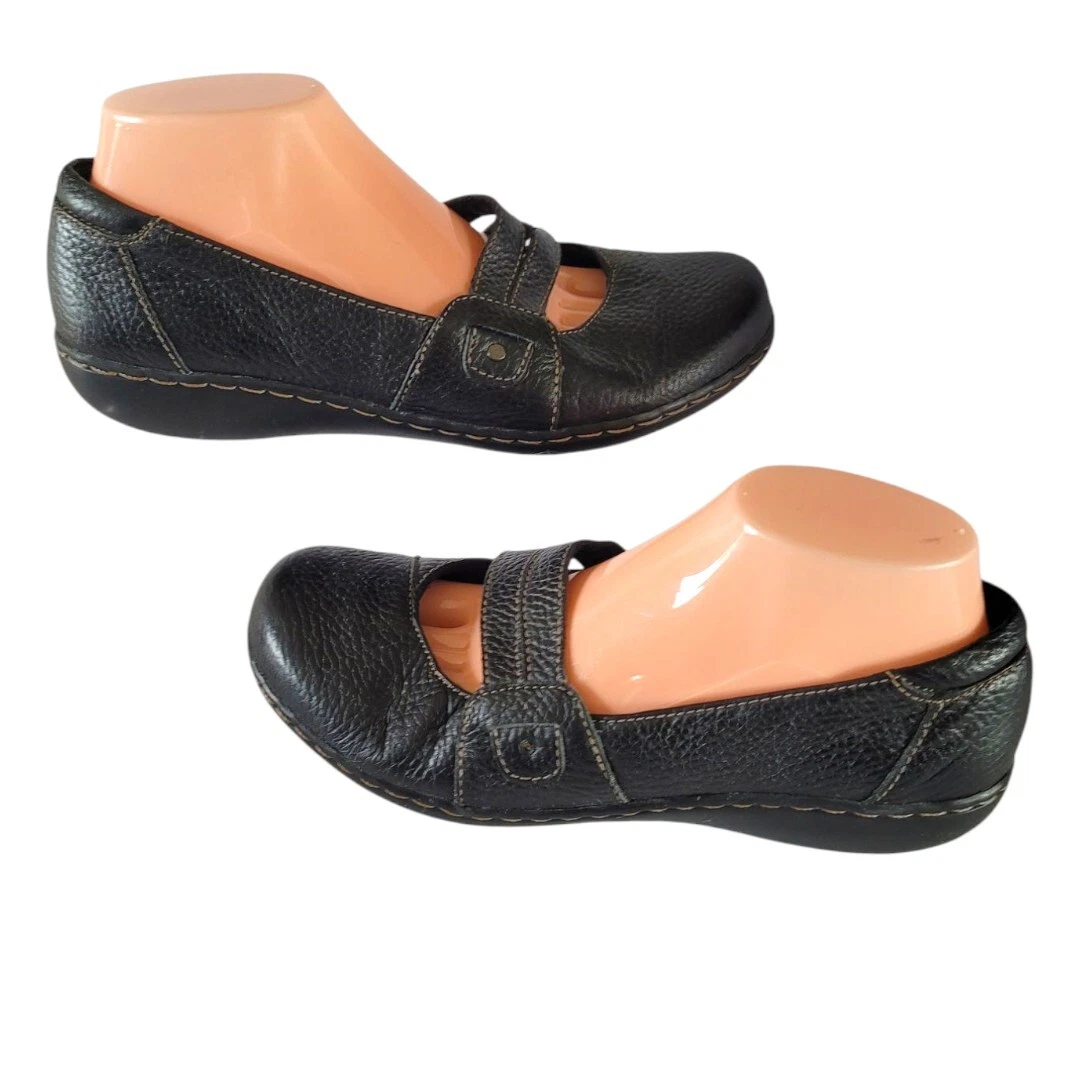 Scarpe basse Clarks WMS 8 5M Mary nere marroni Mary Jane cinturino slip on comode