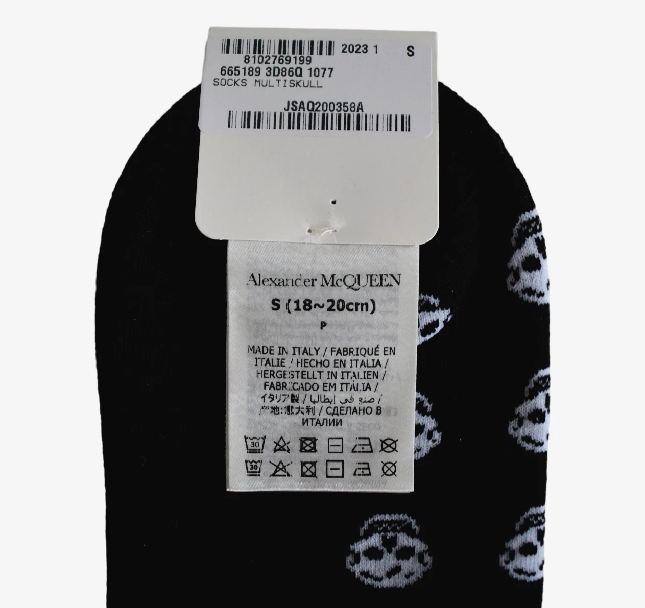 ?️Calzini donna ALEXANDER MCQUEEN nero bianco logo TESCHIO misto COTONE S 18~20 cm