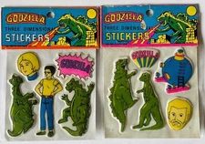 Godzilla cartoon Vintage 1979 Puffy Stickers set 2 different three dimensional