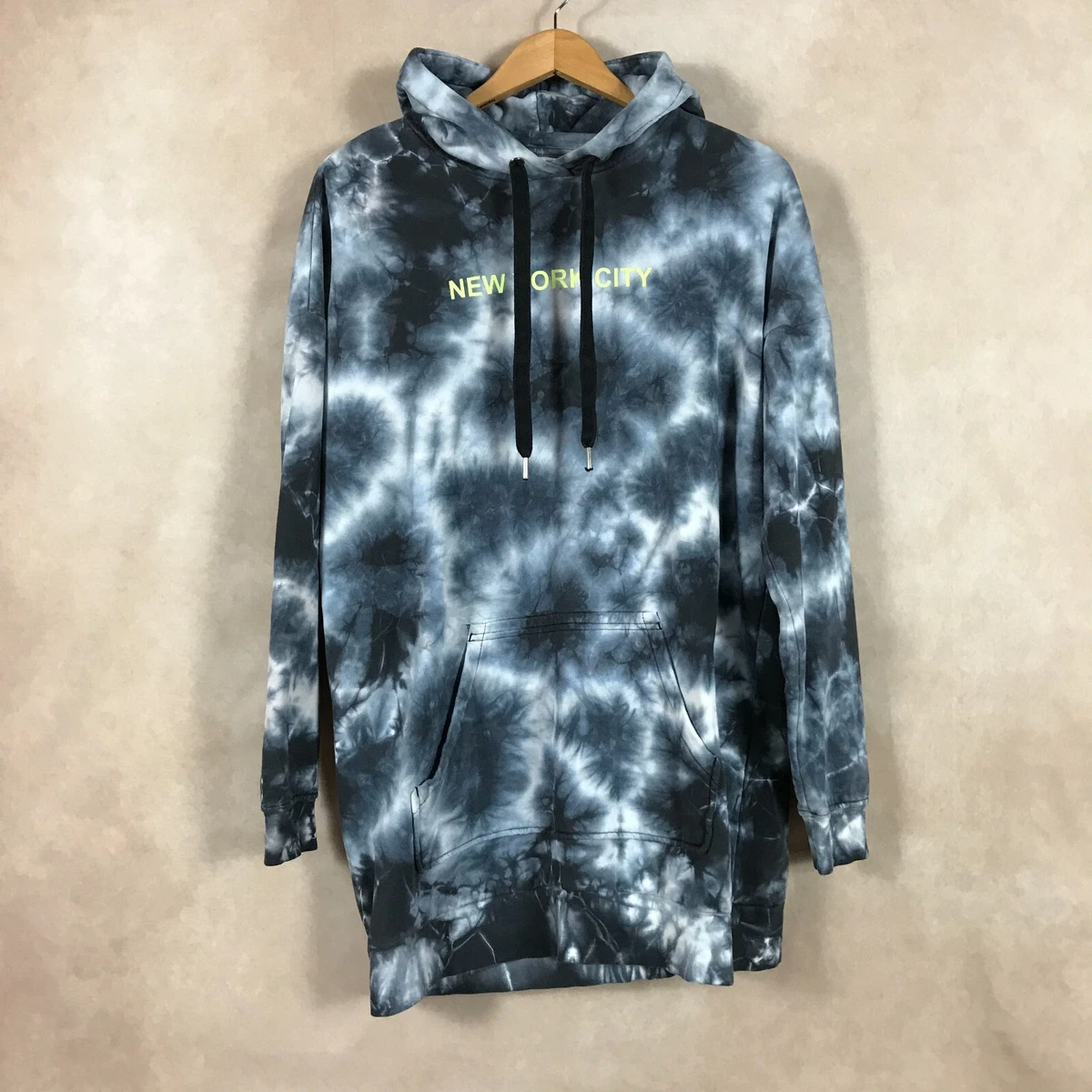 H M DIVIDED Batik Tie Dye Extra Long NYC Hoodie NWOT MEDIUM