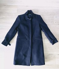 Lauren Ralph Lauren Wool Navy Long Collared Buckle Zip Pea Coat Womens 6 Small