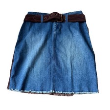 Route 66 Denim and Brown Pencil Skirt Women s Size 10 Stretch Belted