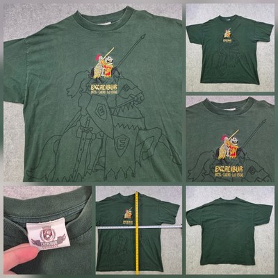 Vintage Excalibur Las Vegas T Shirt Mens XL? Green Knight Horse Joust Casino Tee