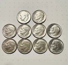 Roosevelt Silver  Dimes 1964 D Lot of 10 Coins