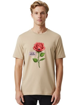 You-Re-Enough-Rose Mens Graphic Tee, 100% Cotton, Casual Summer Wear