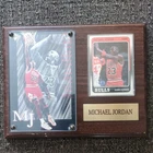 1988 Fleer #17 Michael Jordan 3rd Year Card- enclosed on a wooden plaque