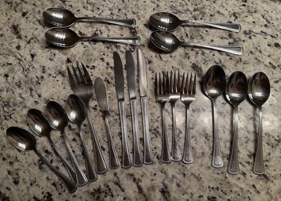 Oneidacraft 19 pc NEEDLEPOINT Beaded Artistry Stainless Flatware Lot 1881 Rogers