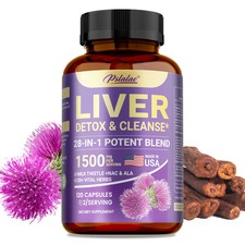Desintoxicación y limpieza del hígado 120 piezas - Limpieza de colon, salud intestinal, mejora la energía