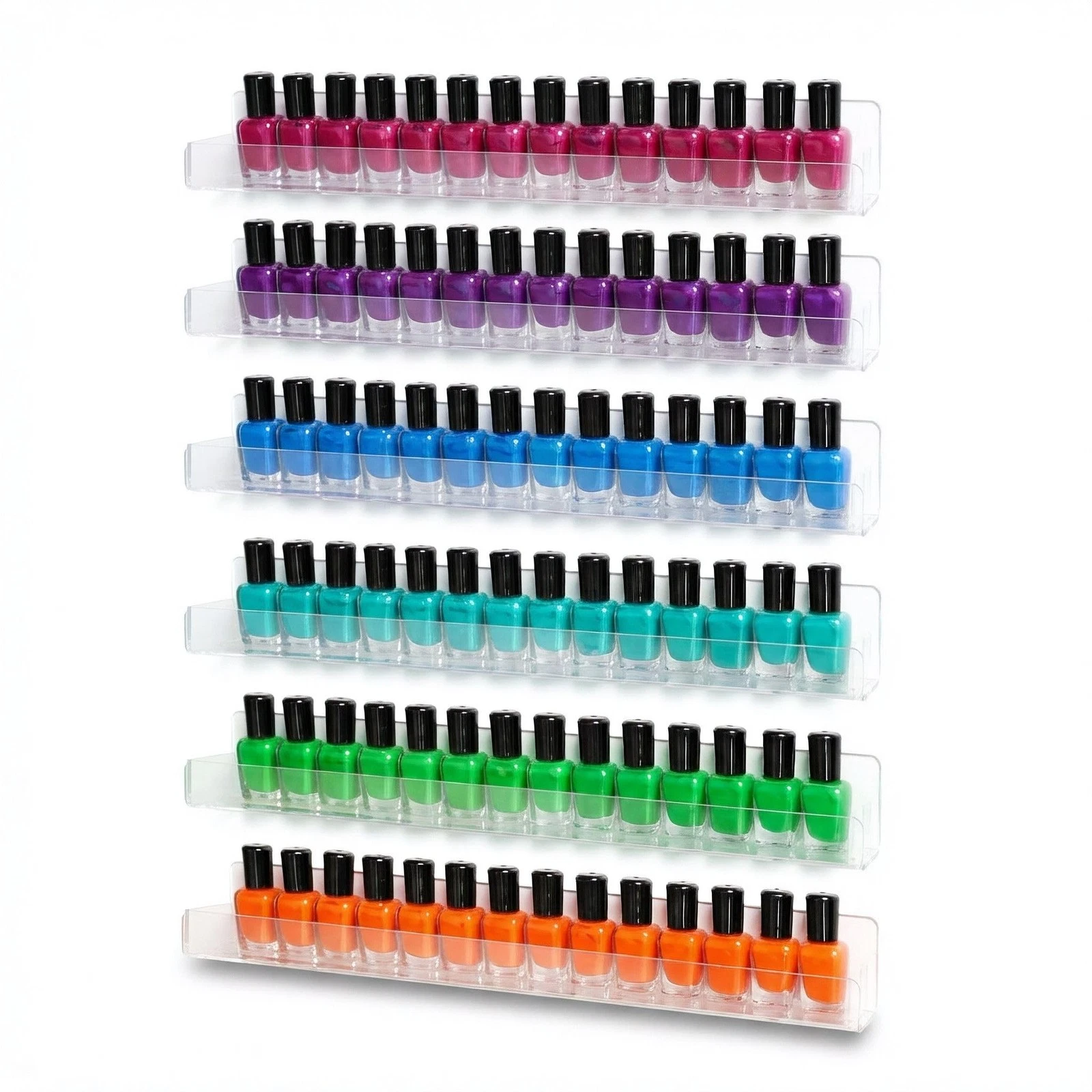 Acrylic Nail Polish Rack – 6 Pack Wall-Mounted Organizer for 60 Bottles