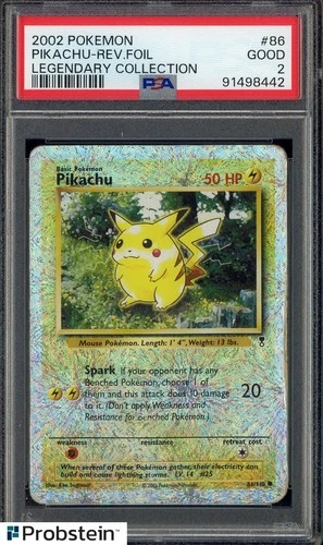 2002 Pokemon Legendary Collection #86 Pikachu Reverse Holo PSA 2 GOOD