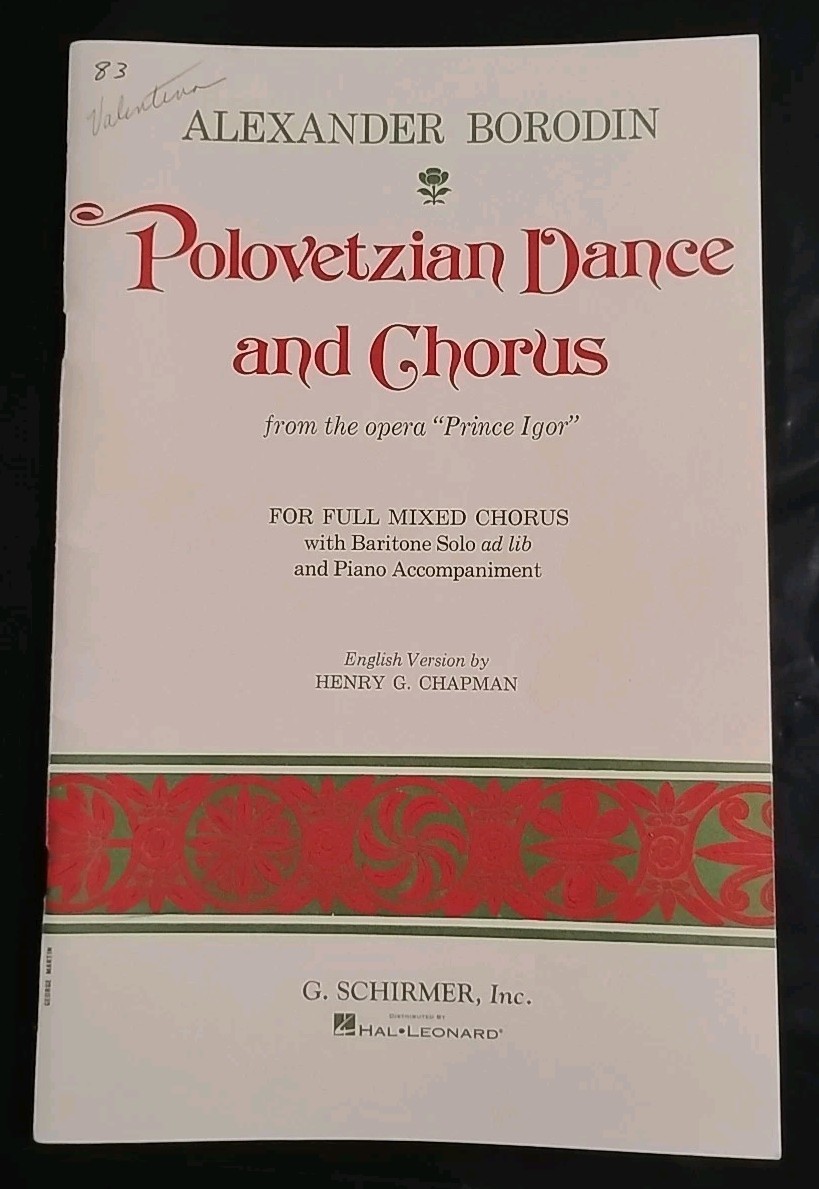 Borodin: Polovetzian Dance Sheet Music Schirmer, Valentina Kozlowski Provenance