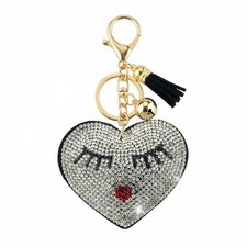 Bling Heart Keychain Sparkly Rhinestone Bag Charm for Purse Car Keys Backpacks