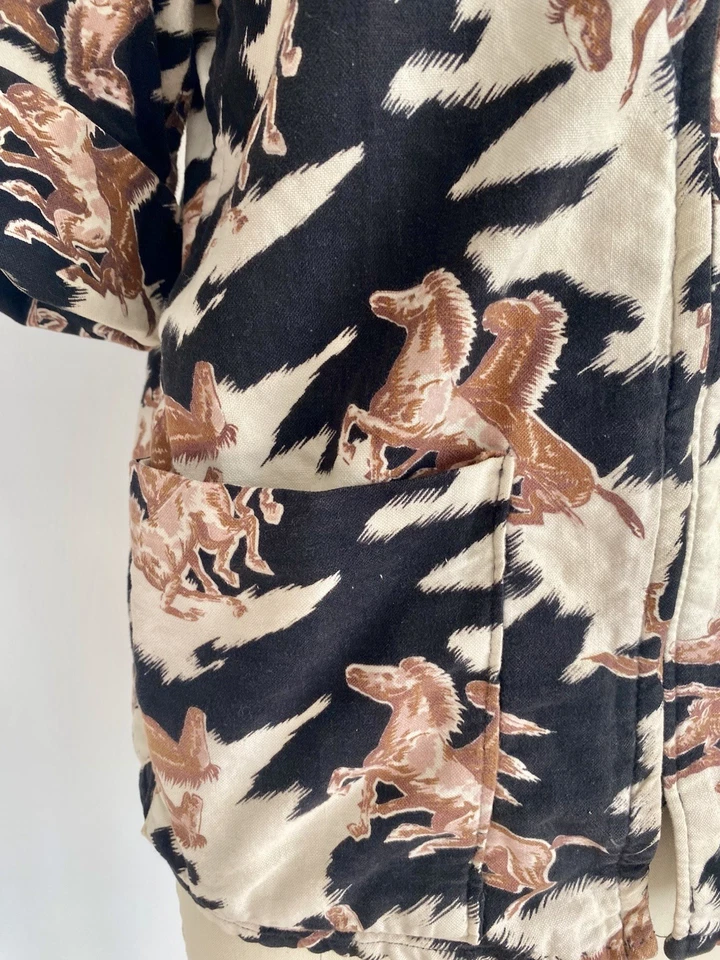 De Colección Años 40 50 Mujer Novedad Patrón Caballo Corona Metal Cremallera Talla M Bolsillos Foto 3 de 4