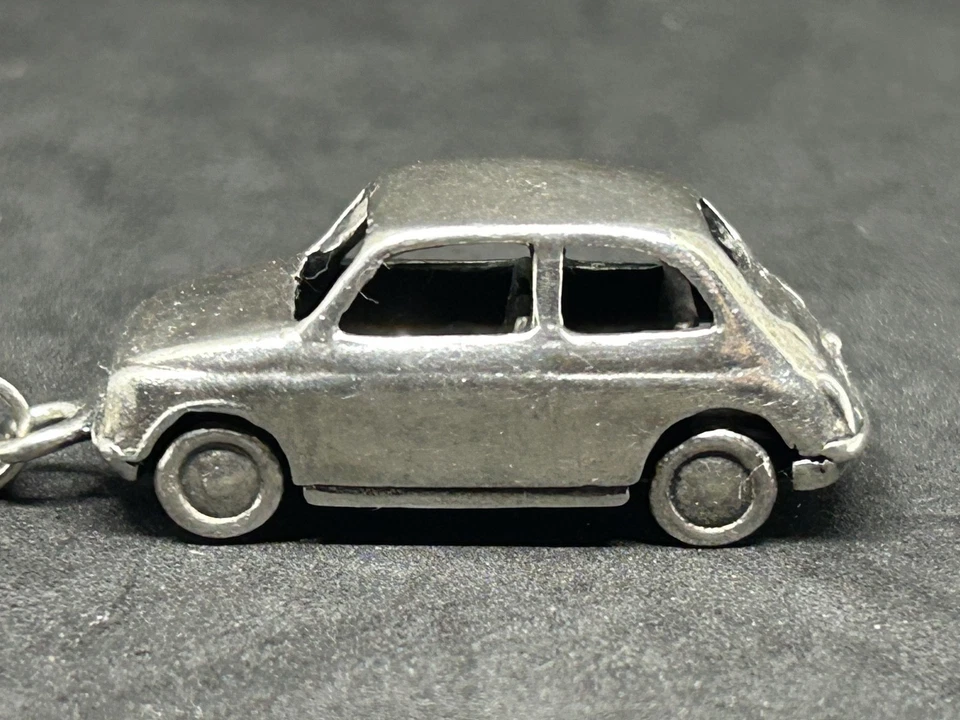 Portachiavi in argento 925 auto Fiat 500 Vintage - Immagine 2 di 4