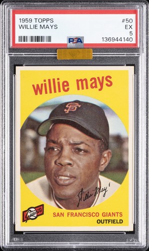 1959 TOPPS #50 WILLIE MAYS PSA 5 MBA GOLD DIAMOND
