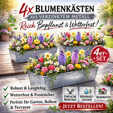 4er Set Zink Paletten Blumenkasten Europaletten Pflanzkasten Metall 38 cm groß