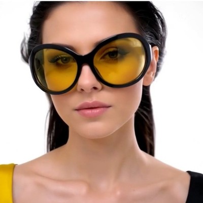 Oval Sunglasses Women Fashion Retro Trendy Yellow Lens Designer Shades Lentes