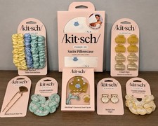 Kitsch Hair Accessories Bundle Satin Pillowcase Scrunchies Clips Pin 8 Pc Lot