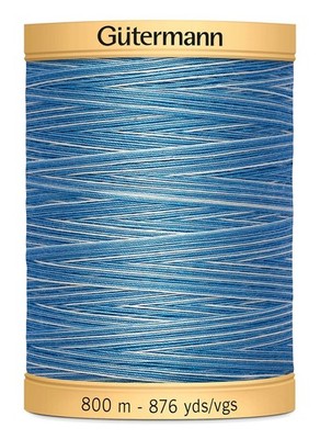 Gutermann Natural Cotton Thread Variegated 876 Yards-Blue Awakening