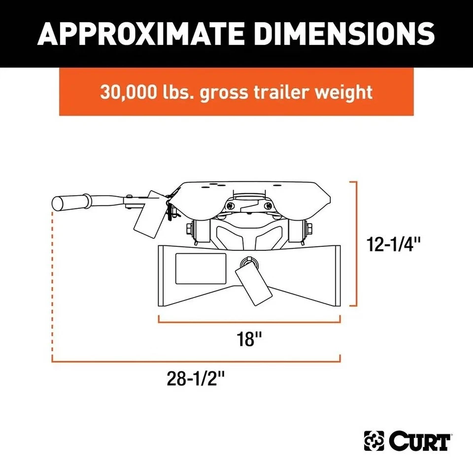 For GMC Sierra 1500 HD 2001-2006 CURT 16590 A30 Series 5th Wheel Hitch Head Foto 3 de 4