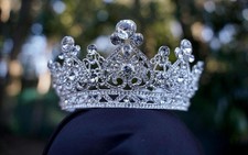 Crystal Silver Bridal Crown Birthday Wedding Gift Diadem white clear diamond