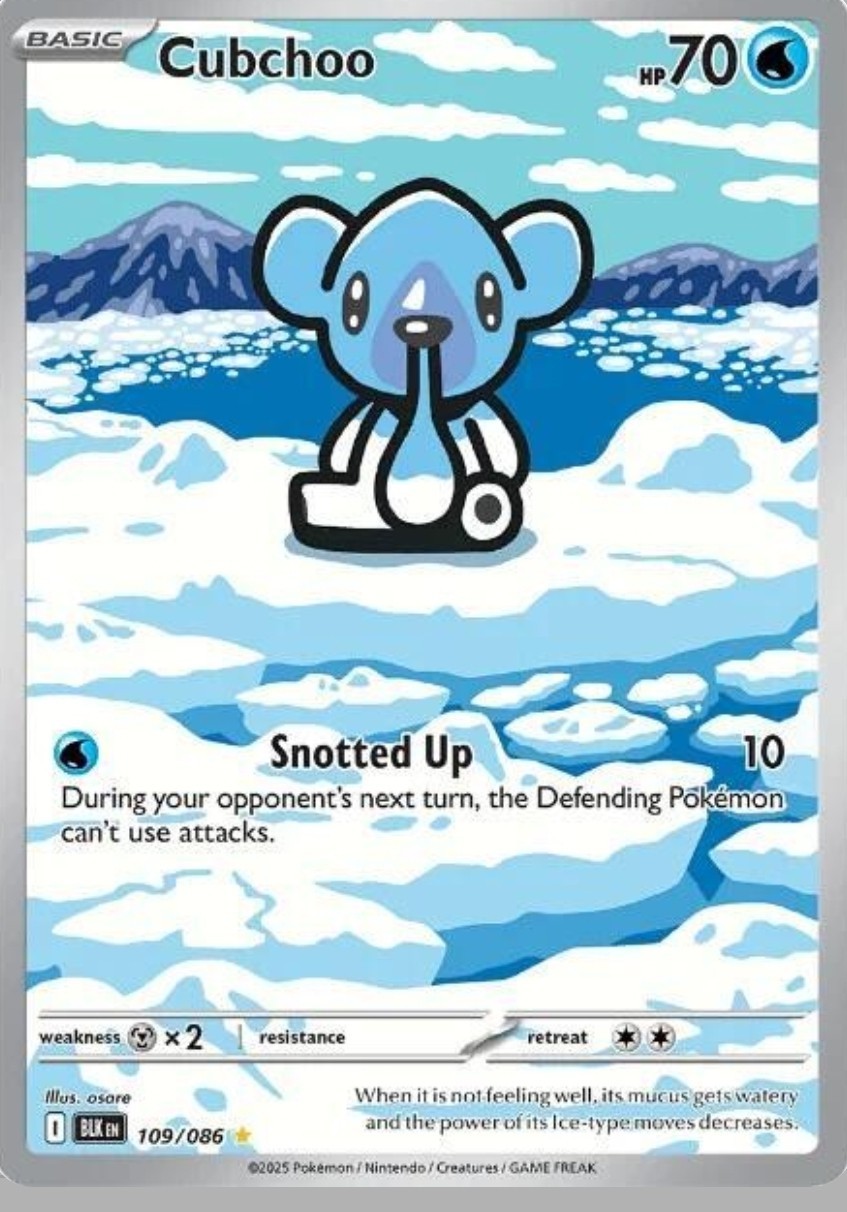Pokemon TCG - Cubchoo - 109/086 - Illustration Rare - SV: Black Bolt