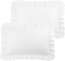 Standard Ruffle Pillow Sham Set of 2, 20x26 White, Cotton