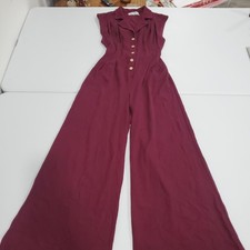 Free People Beach Shasta Jumpsuit Women Small Purple FIg Jam Sleeveless Wide Leg