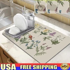 Super Absorbent Dish Drying Mat Anti Slip Rubber Kitchen Counter Accessories New