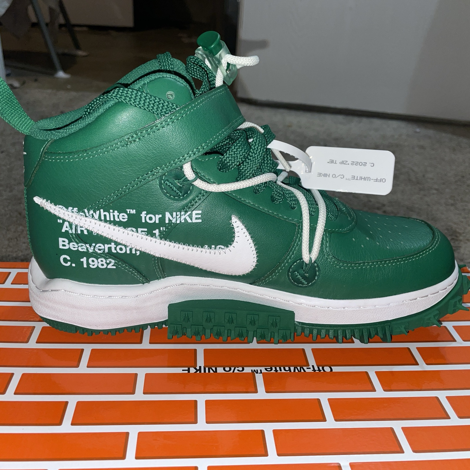 OFF WHITE X NIKE Taglia 9 5 Nike Off White x Air Force 1 SP pelle verde pino medio