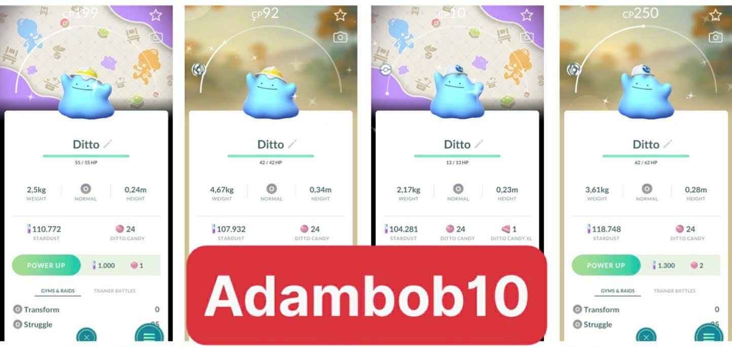 Pokémon Go - Shiny Ditto wearing a Cap / Hat - Background - PTC / Trade 20K Dust