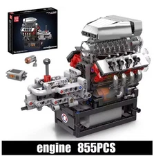 Mould King 10225 Technical Engine Toys The Motorized V8 Car Engine Building Bloc