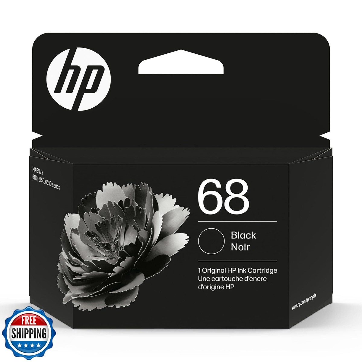 HP 68 Black Ink Cartridge | Works Envy 6100e, 6500e Series