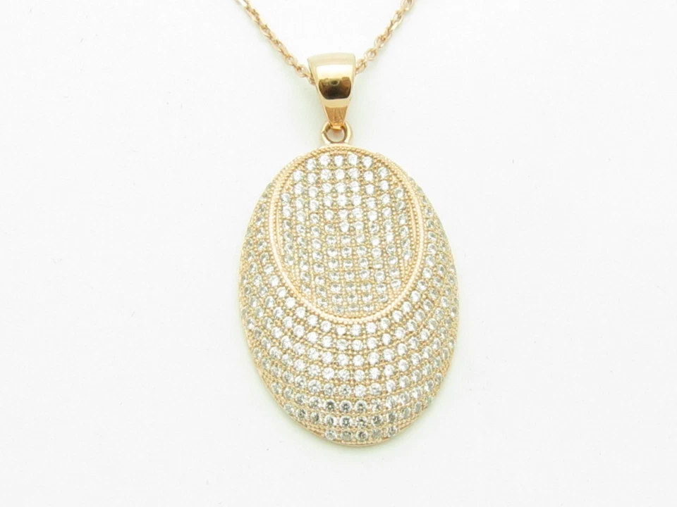 COLLAR ORO ROSA 18KT PLATA ÚNICO MICRO PAVÉ ZAFIRO BLANCO DISEÑO GOTA OVALADO